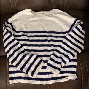 White and blue striped sweater, size S